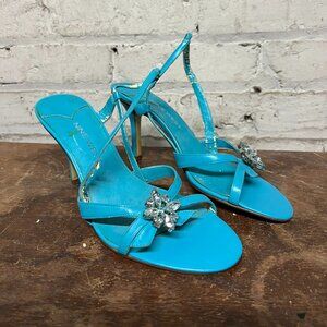 Nine West - Turquoise Blue Sandals Heels w/ Bow - Size 6